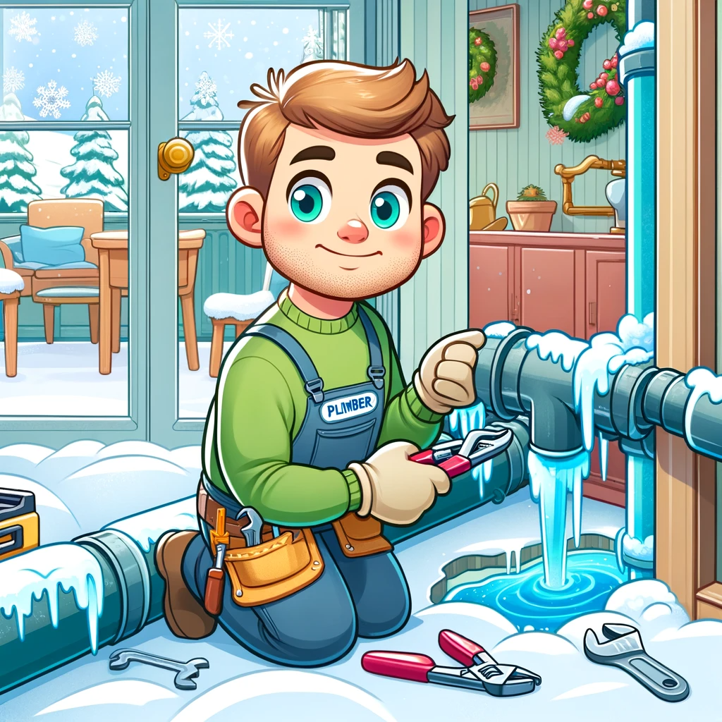 plumber fixing a frozen pipe