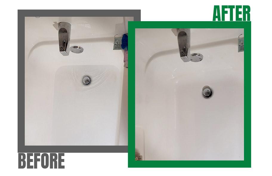 before and after clogged bathtub drain