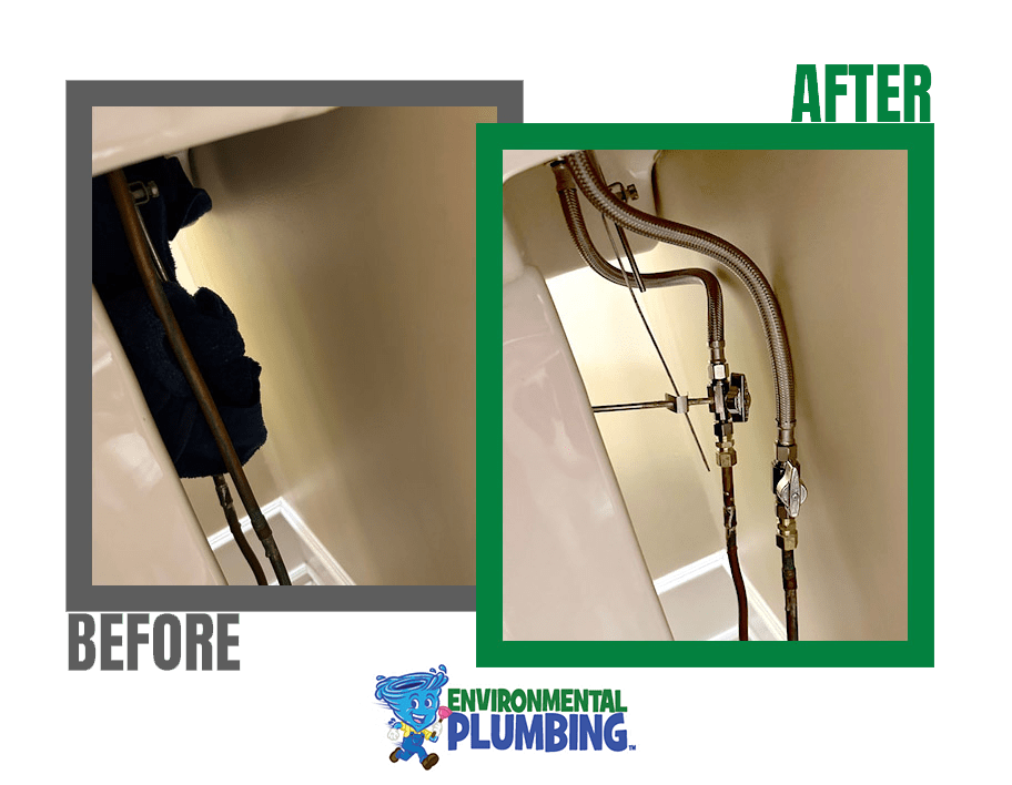 Before and after water line installation in Kingston